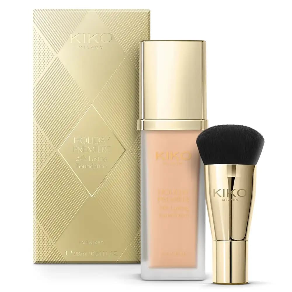 KIKO - کرم پودر هالیدی پریمیر کیکو میلانو ۲۴ ساعته با براش