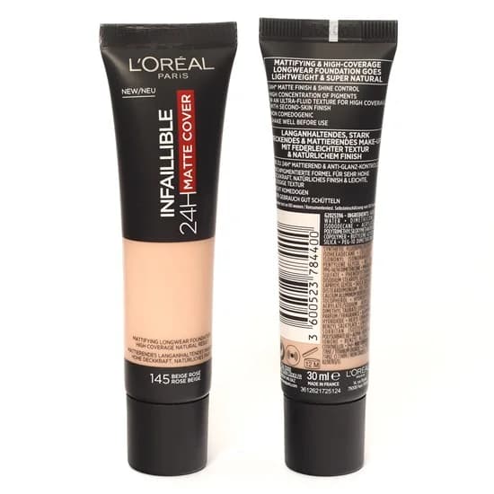 L'oreal - کرم پودر تیوپی لورال پاریس مدل اینفالیبل ۲۴ ساعته مات کاور