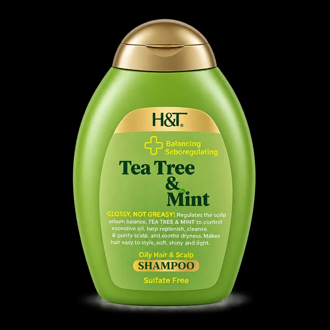 H&T - شامپو تنظیم کننده و متعادل کننده چربی اچ اند تی حاوی روغن درخت چای و نعنا مناسب موی چرب