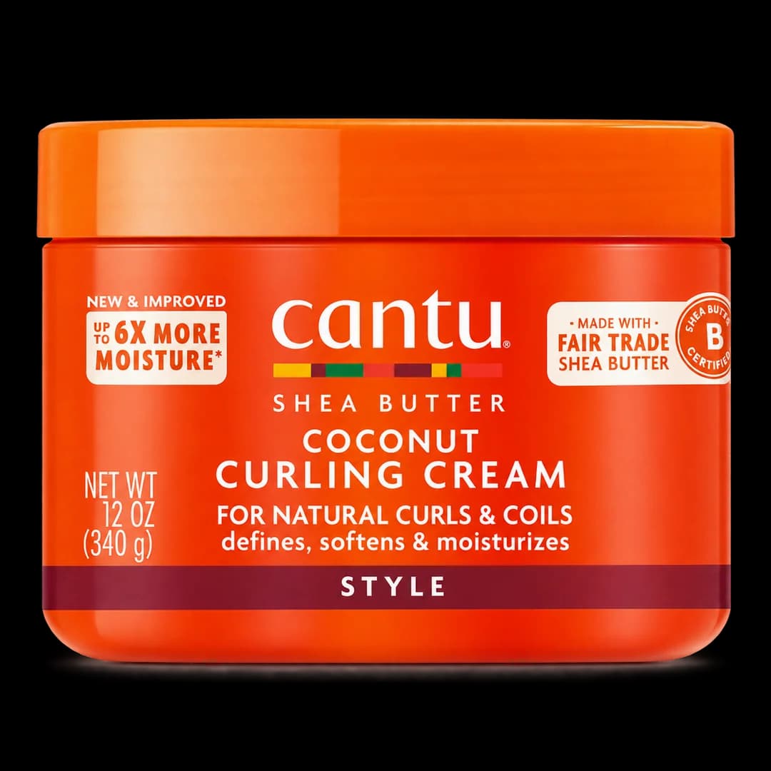 cantu - کرم حالت دهنده و فر کننده مو کنتو حاوی شی باتر و عصاره نارگیل ۳۴۰ گرم